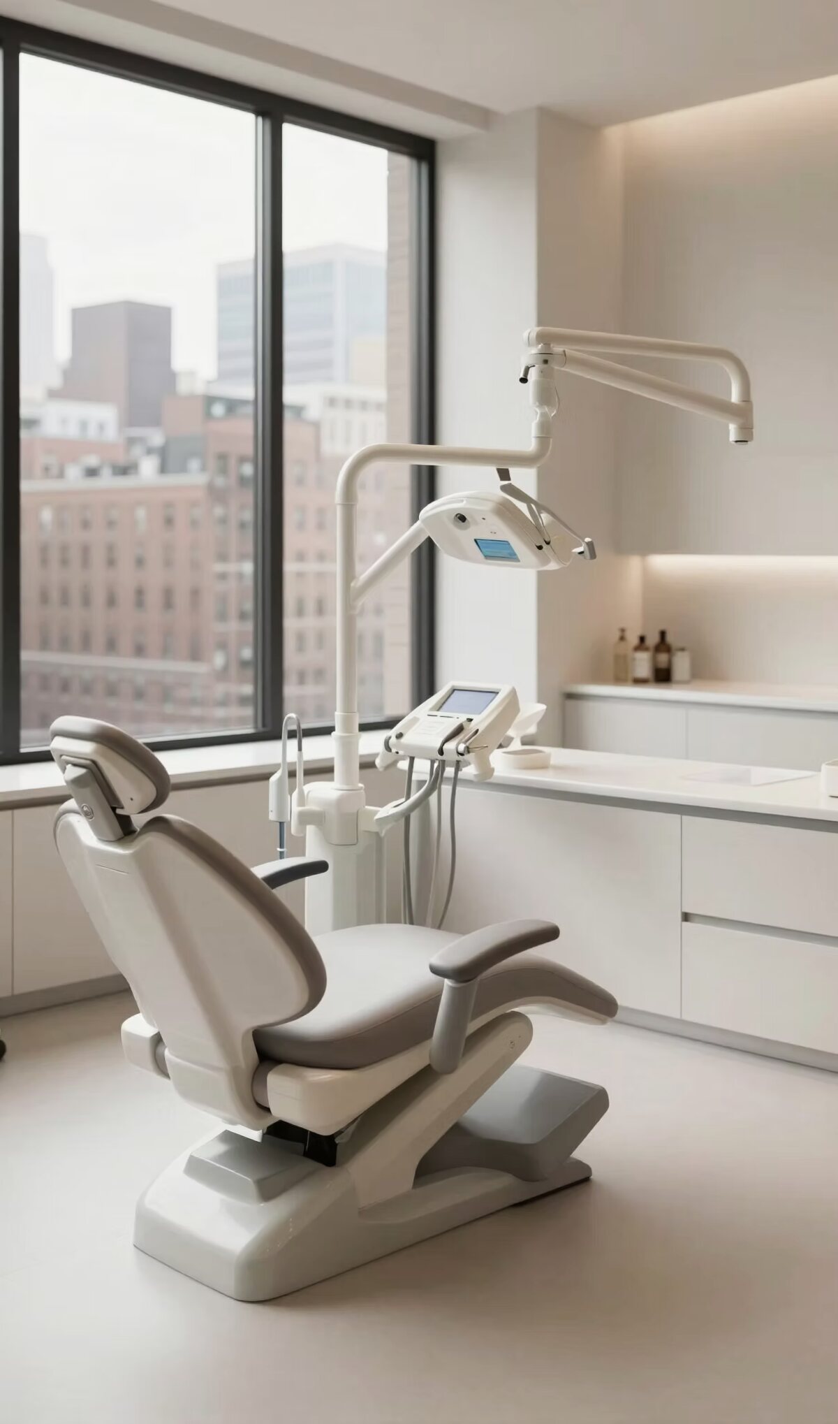 A premium dental operatory with a Manhattan city view